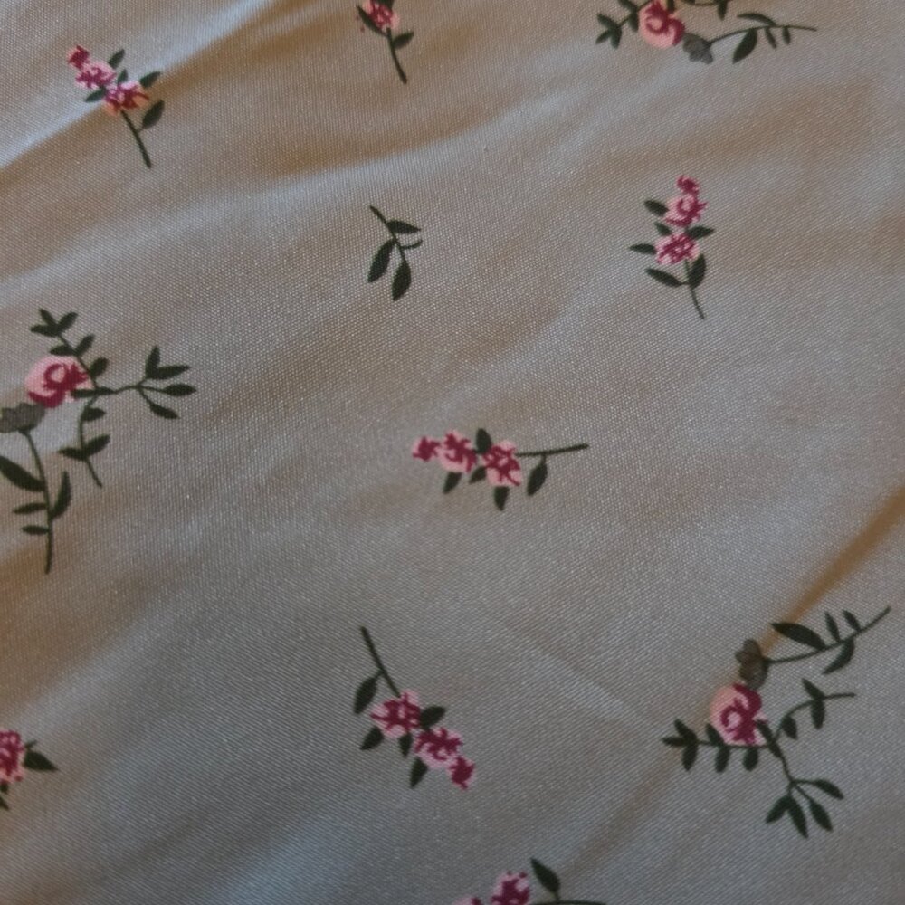 1940's V Neck Green Lantern Sleeves Floral (L) - Picture 2 of 6